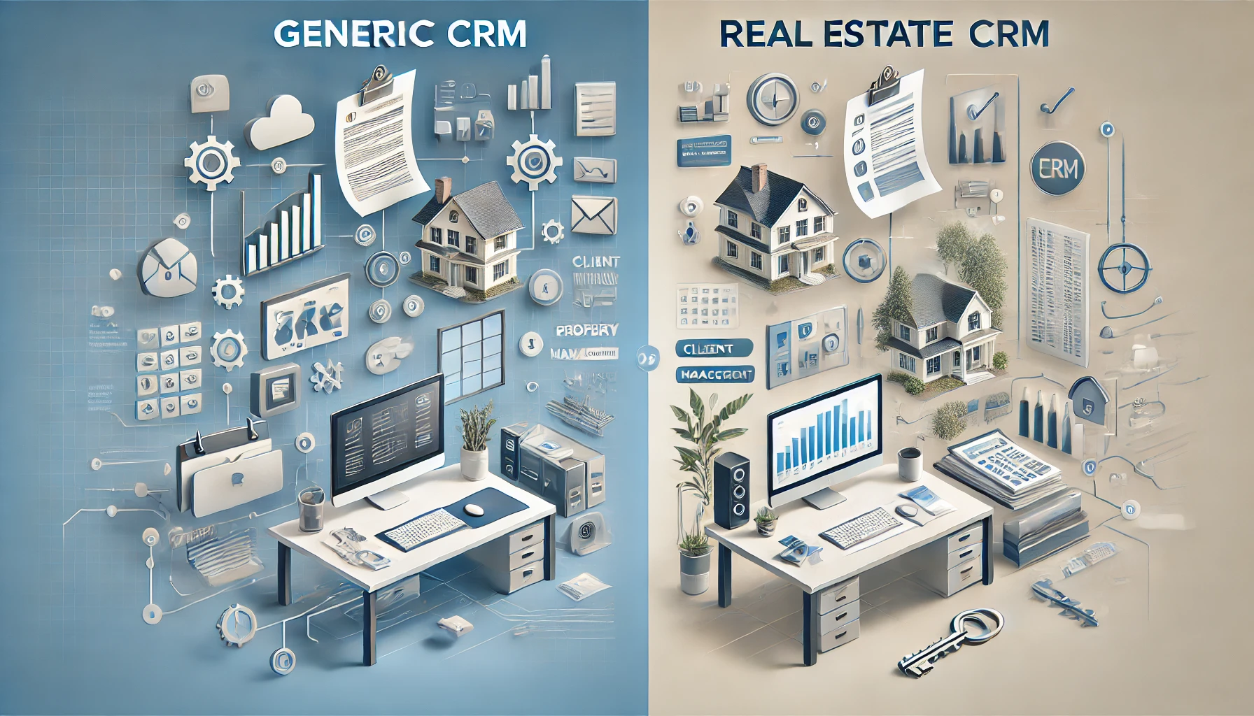 Banner image for the blog , "Generic CRM vs. Real Estate CRM: What Are the Benefits of CRM You’re Missing Out On?"