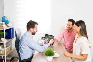 Real estate agent closing his lead