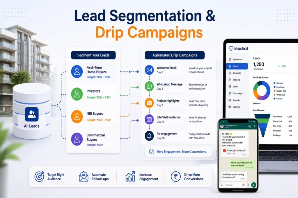 Lead segmentation and drip marketing campaigns