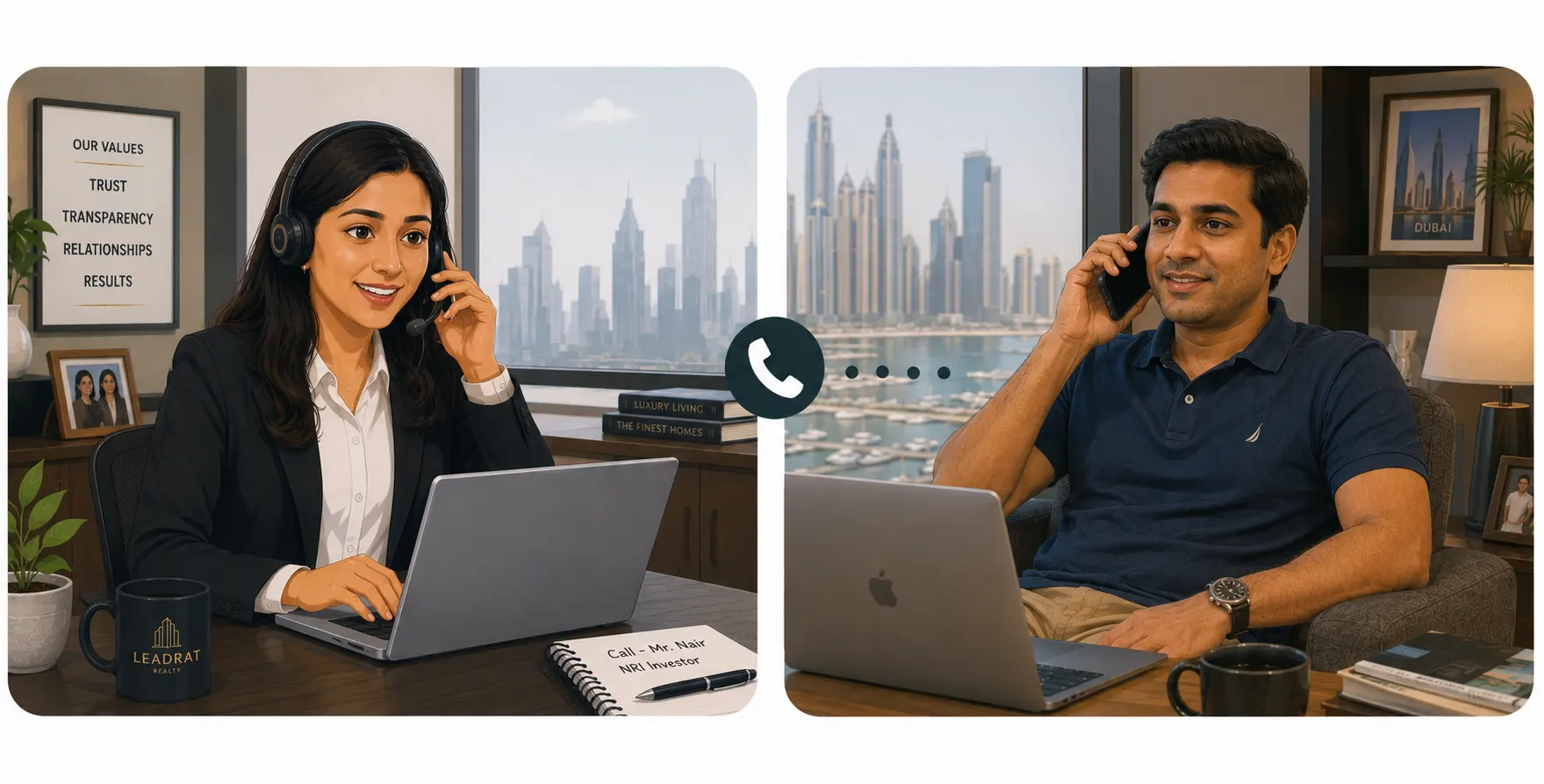 Agent connecting with NRI Property Investor