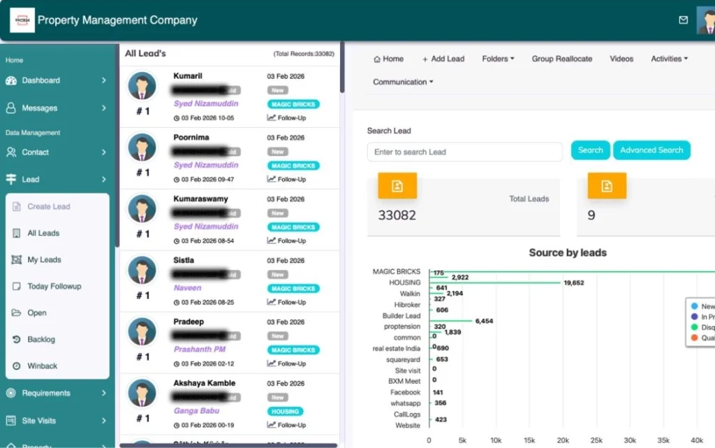 99salescrm property management portal