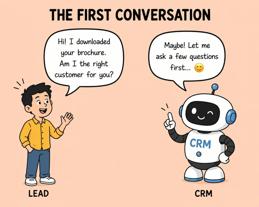 First interaction of a lead with the CRM