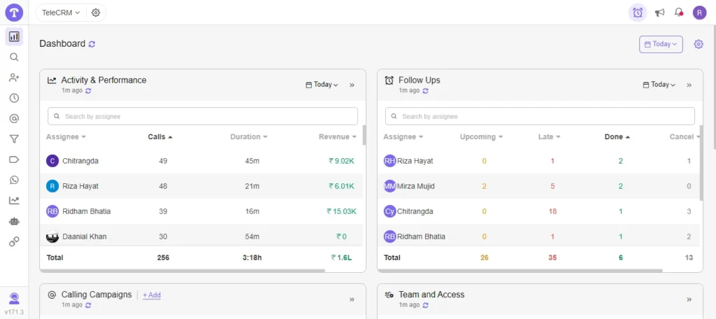 Telecrm Dashboard